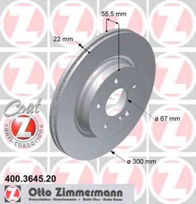 Otto Zimmermann 400.3645.20 Wentylowana tarcza hamulcowa z tyłu 400364520: Dobra cena w Polsce na 2407.PL - Kup Teraz!