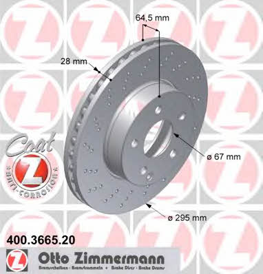 Otto Zimmermann 400.3665.20 Front brake disc ventilated 400366520: Buy near me in Poland at 2407.PL - Good price!