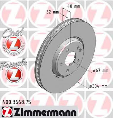 Otto Zimmermann 400.3668.75 Front brake disc ventilated 400366875: Buy near me in Poland at 2407.PL - Good price!