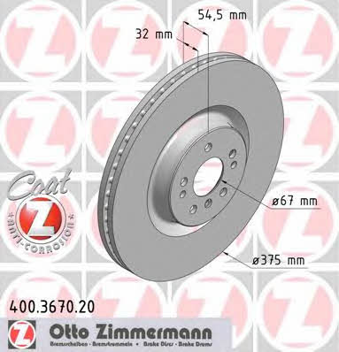 Otto Zimmermann 400.3670.20 Wentylowana przednia tarcza hamulcowa 400367020: Dobra cena w Polsce na 2407.PL - Kup Teraz!