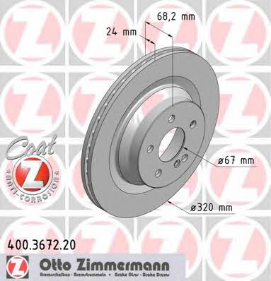 Otto Zimmermann 400.3672.20 Hintere belüftete Bremsscheibe 400367220: Kaufen Sie zu einem guten Preis in Polen bei 2407.PL!