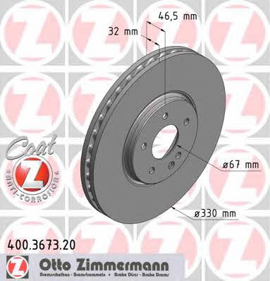 Otto Zimmermann 400.3673.20 Wentylowana przednia tarcza hamulcowa 400367320: Dobra cena w Polsce na 2407.PL - Kup Teraz!