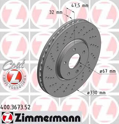 Otto Zimmermann 400.3673.52 Brake disc 400367352: Buy near me in Poland at 2407.PL - Good price!