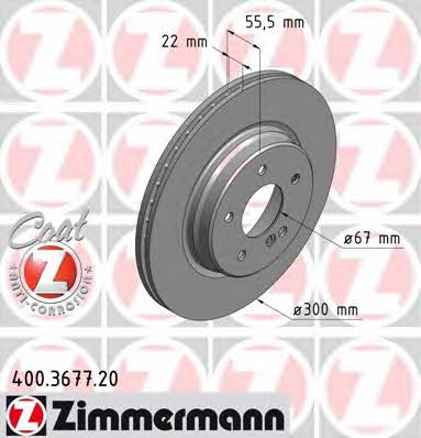 Otto Zimmermann 400.3677.20 Тормозной диск задний вентилируемый 400367720: Отличная цена - Купить в Польше на 2407.PL!