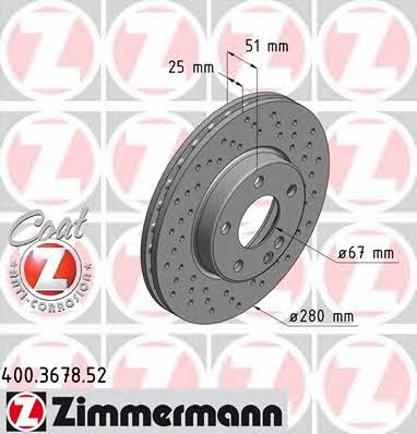 Otto Zimmermann 400.3678.52 Front brake disc ventilated 400367852: Buy near me in Poland at 2407.PL - Good price!
