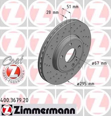 Otto Zimmermann 400.3679.20 Front brake disc ventilated 400367920: Buy near me in Poland at 2407.PL - Good price!