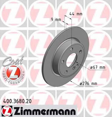 Otto Zimmermann 400.3680.20 Rear brake disc, non-ventilated 400368020: Buy near me in Poland at 2407.PL - Good price!