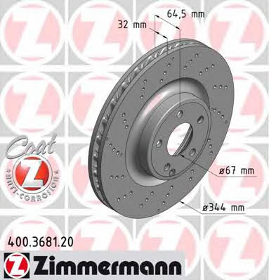 Otto Zimmermann 400.3681.20 Front brake disc ventilated 400368120: Buy near me in Poland at 2407.PL - Good price!