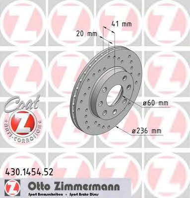 Otto Zimmermann 430.1454.52 Front brake disc ventilated 430145452: Buy near me in Poland at 2407.PL - Good price!