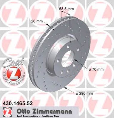Otto Zimmermann 430.1465.52 Brake disc 430146552: Buy near me at 2407.PL in Poland at an Affordable price!
