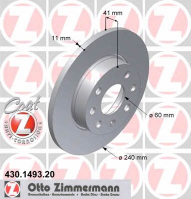 Otto Zimmermann 430.1493.20 Unventilated front brake disc 430149320: Buy near me in Poland at 2407.PL - Good price!