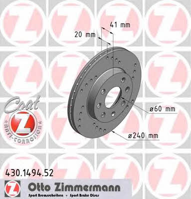 Otto Zimmermann 430.1494.52 Wentylowana przednia tarcza hamulcowa 430149452: Dobra cena w Polsce na 2407.PL - Kup Teraz!