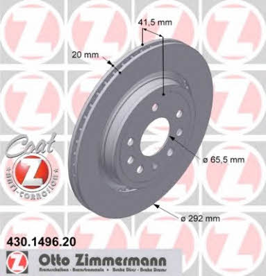 Otto Zimmermann 430.1496.20 Rear ventilated brake disc 430149620: Buy near me at 2407.PL in Poland at an Affordable price!