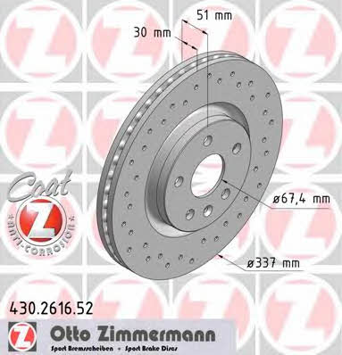 Otto Zimmermann 430.2616.52 Bremsscheibe 430261652: Bestellen Sie in Polen zu einem guten Preis bei 2407.PL!