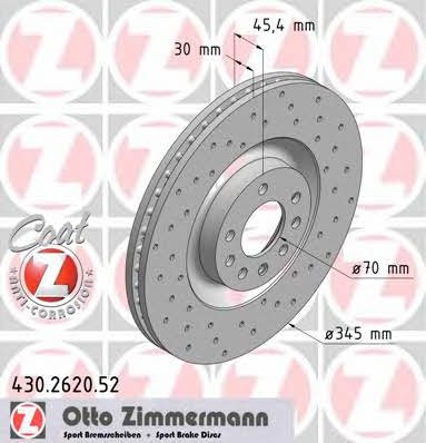 Otto Zimmermann 430.2620.52 Диск гальмівний передній вентильований 430262052: Приваблива ціна - Купити у Польщі на 2407.PL!