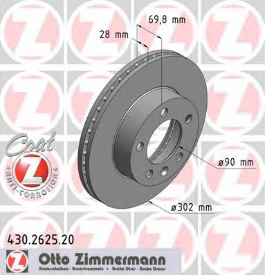 Otto Zimmermann 430.2625.20 Тормозной диск передний вентилируемый 430262520: Отличная цена - Купить в Польше на 2407.PL!