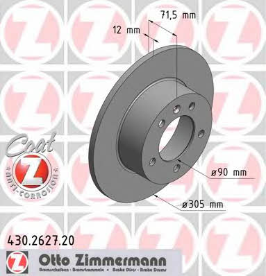 Otto Zimmermann 430.2627.20 Тормозной диск задний невентилируемый 430262720: Отличная цена - Купить в Польше на 2407.PL!
