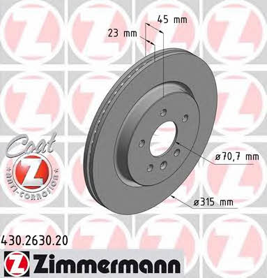 Otto Zimmermann 430.2630.20 Rear ventilated brake disc 430263020: Buy near me in Poland at 2407.PL - Good price!