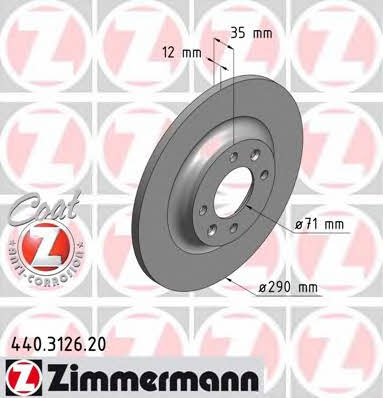 Otto Zimmermann 440.3126.20 Rear brake disc, non-ventilated 440312620: Buy near me in Poland at 2407.PL - Good price!