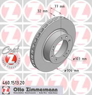 Otto Zimmermann 460.1513.20 Front brake disc ventilated 460151320: Buy near me in Poland at 2407.PL - Good price!