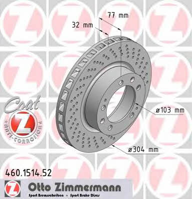 Otto Zimmermann 460.1514.52 Innenbelüftete Bremsscheibe vorne 460151452: Bestellen Sie in Polen zu einem guten Preis bei 2407.PL!