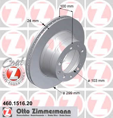 Otto Zimmermann 460.1516.20 Rear ventilated brake disc 460151620: Buy near me in Poland at 2407.PL - Good price!