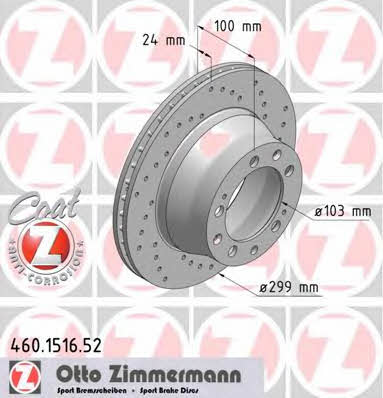 Otto Zimmermann 460.1516.52 Тормозной диск задний вентилируемый 460151652: Отличная цена - Купить в Польше на 2407.PL!