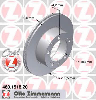 Otto Zimmermann 460.1518.20 Front brake disc ventilated 460151820: Buy near me in Poland at 2407.PL - Good price!