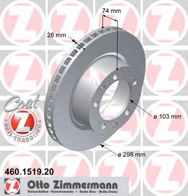Otto Zimmermann 460.1519.20 Front brake disc ventilated 460151920: Buy near me in Poland at 2407.PL - Good price!