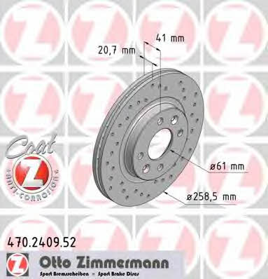 Otto Zimmermann 470.2409.52 Тормозной диск передний вентилируемый 470240952: Отличная цена - Купить в Польше на 2407.PL!