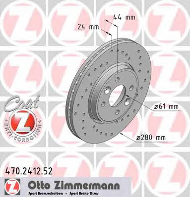 Otto Zimmermann 470.2412.52 Front brake disc ventilated 470241252: Buy near me in Poland at 2407.PL - Good price!