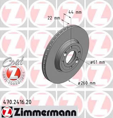 Otto Zimmermann 470.2416.20 Тормозной диск передний вентилируемый 470241620: Отличная цена - Купить в Польше на 2407.PL!