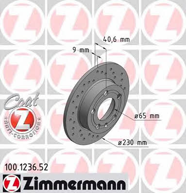 Otto Zimmermann 100.1236.52 Rear brake disc, non-ventilated 100123652: Buy near me in Poland at 2407.PL - Good price!
