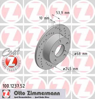 Otto Zimmermann 100.1237.52 Brake disc 100123752: Buy near me in Poland at 2407.PL - Good price!