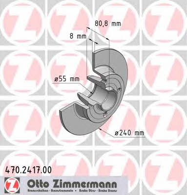 Otto Zimmermann 470.2417.00 Rear brake disc, non-ventilated 470241700: Buy near me in Poland at 2407.PL - Good price!