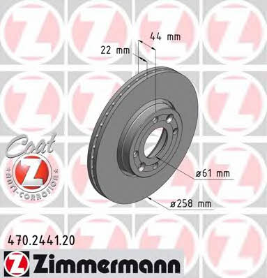 Otto Zimmermann 470.2441.20 Front brake disc ventilated 470244120: Buy near me in Poland at 2407.PL - Good price!