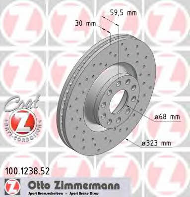 Otto Zimmermann 100.1238.52 Wentylowana przednia tarcza hamulcowa 100123852: Dobra cena w Polsce na 2407.PL - Kup Teraz!