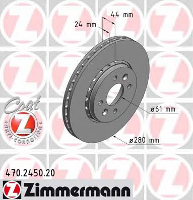 Otto Zimmermann 470.2450.20 Front brake disc ventilated 470245020: Buy near me in Poland at 2407.PL - Good price!