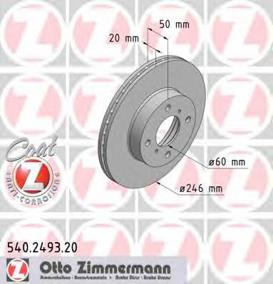 Otto Zimmermann 540.2493.20 Front brake disc ventilated 540249320: Buy near me in Poland at 2407.PL - Good price!