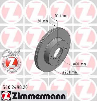 Otto Zimmermann 540.2498.20 Front brake disc ventilated 540249820: Buy near me at 2407.PL in Poland at an Affordable price!