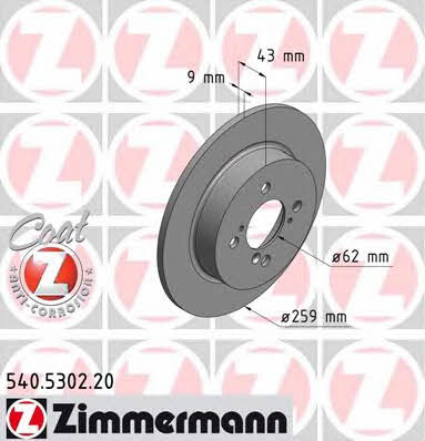Otto Zimmermann 540.5302.20 Тормозной диск задний невентилируемый 540530220: Отличная цена - Купить в Польше на 2407.PL!