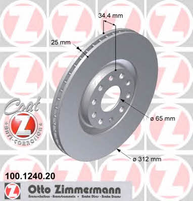 Otto Zimmermann 100.1240.20 Тормозной диск передний вентилируемый 100124020: Отличная цена - Купить в Польше на 2407.PL!