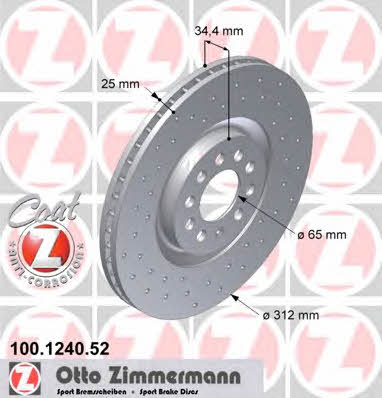 Otto Zimmermann 100.1240.52 Тормозной диск передний вентилируемый 100124052: Отличная цена - Купить в Польше на 2407.PL!