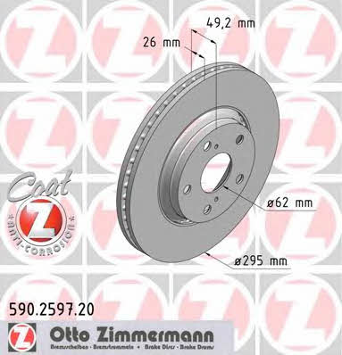 Otto Zimmermann 590.2597.20 Front brake disc ventilated 590259720: Buy near me at 2407.PL in Poland at an Affordable price!