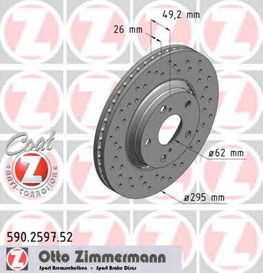 Otto Zimmermann 590.2597.52 Тормозной диск передний вентилируемый 590259752: Отличная цена - Купить в Польше на 2407.PL!