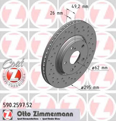 Otto Zimmermann 590.2597.52 Wentylowana przednia tarcza hamulcowa 590259752: Dobra cena w Polsce na 2407.PL - Kup Teraz!