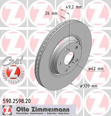 Otto Zimmermann 590.2598.20 Wentylowana przednia tarcza hamulcowa 590259820: Dobra cena w Polsce na 2407.PL - Kup Teraz!