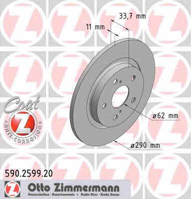 Otto Zimmermann 590.2599.20 Тормозной диск задний невентилируемый 590259920: Отличная цена - Купить в Польше на 2407.PL!