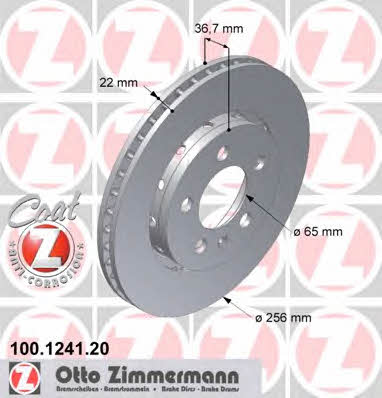 Otto Zimmermann 100.1241.20 Rear ventilated brake disc 100124120: Buy near me in Poland at 2407.PL - Good price!