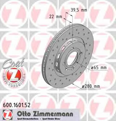 Otto Zimmermann 600.1601.52 Front brake disc ventilated 600160152: Buy near me at 2407.PL in Poland at an Affordable price!